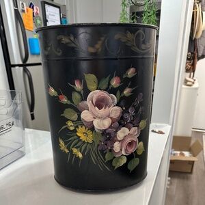 B. H. Doran hand painted wastebasket